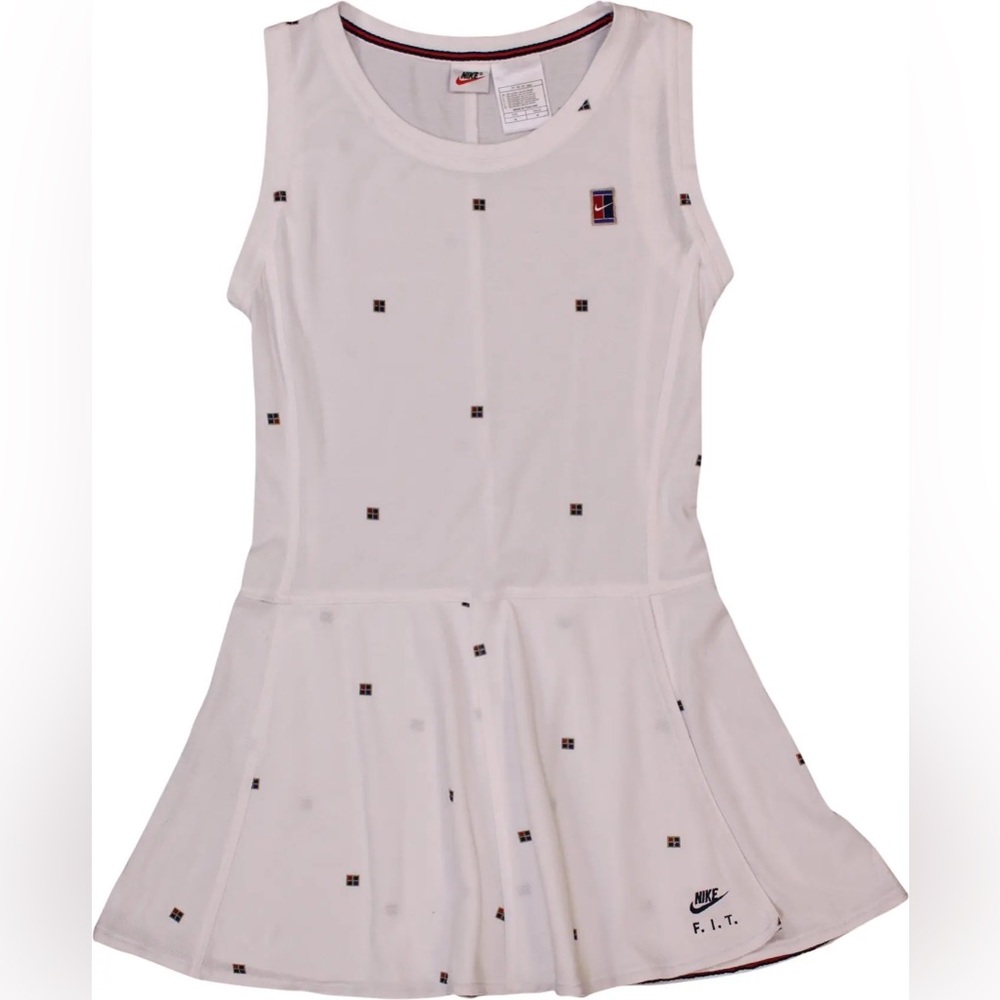 Vintage Nike Tennis Dress White L Swoosh Logo Y2K Style